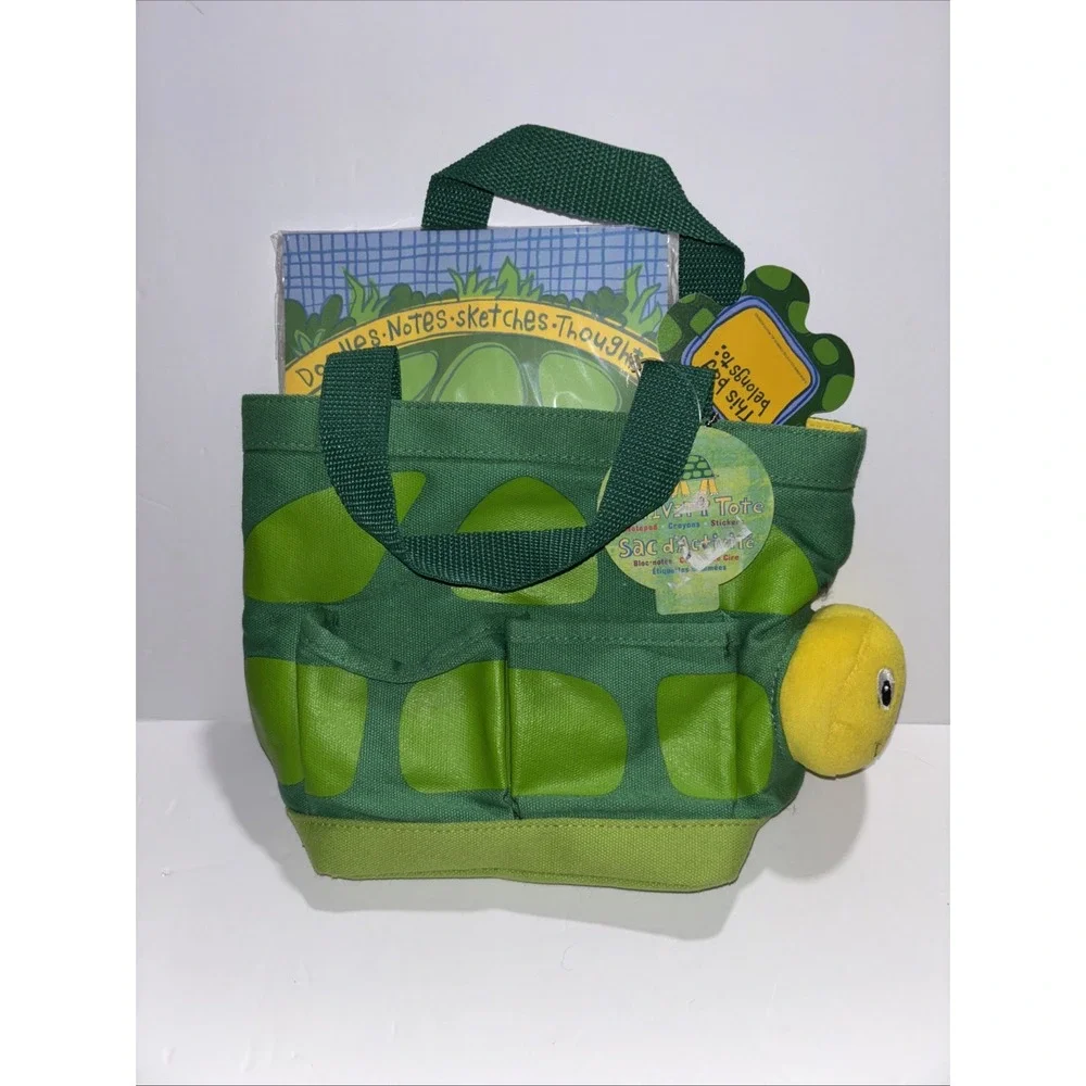 Starbucks Kids Yellow Green Turtle Tote Bag Pockets Top Handle Art Purse 2007